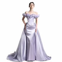 Robe de soirée longue trapèze en satin grande taille, simple, à épaules dénudées, pour banquet et bal de promo, en polyester écologique