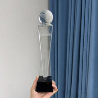 Trophée globe en cristal transparent personnalisé, gravé et imprimé UV, cadeau d'affaires, trophée globe en cristal, récompenses