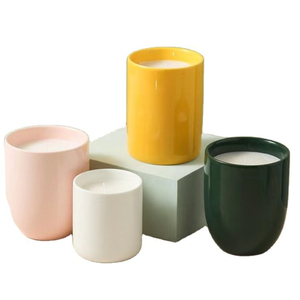 Hot Sale LINGKA Aromatherapy Ceramic Classic Style <b>Empty</b> Wide Matte Frosted Round Candle <b>Jars</b> 250ml Business Gifts - Product Image 2
