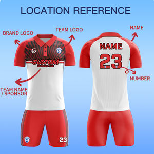 طقم تدريب كرة قدم مخصص سريع الجفاف من قماش الجاكار، طقم قميص كرة قدم للرجال قابل للتنفس بياقة بولو وأزرار X5530 - Product Image 3