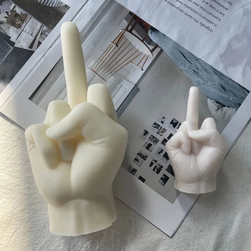 แม่พิมพ์เทียนซิลิโคนรูปมือ3D สำหรับงานฝีมือประติมากรรมดินเหนียวฟองดอง DIY,แม่พิมพ์ซิลิโคนรูปนิ้วกลาง