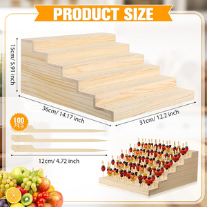 Espositore per Spiedini <span class=keywords><strong>in</strong></span> <span class=keywords><strong>Legno</strong></span> a 6 Livelli Personalizzato, Supporto per Snack, <span class=keywords><strong>Spezie</strong></span> e Frutta, <span class=keywords><strong>Porta</strong></span> Spiedini per Cocktail Party e Picnic - Product Image 2
