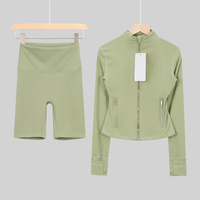 Ensemble de survêtements de sport pour femmes de haute qualité, veste zippée à manches longues et short, ensemble 2 pièces pour femmes