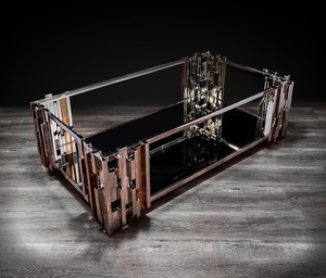 Nuovo Arrivo: <span class=keywords><strong>Tavolino</strong></span> da Caffè di Lusso in Acciaio Inox con Effetto Illusione e Piano in <span class=keywords><strong>Vetro</strong></span> per Casa e Hotel - Product Image 3