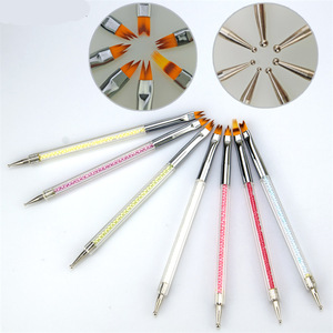 Pinceau à double usage en nylon avec manche acrylique pour nail art, stylo à points, brosse à fleurs dentelées pour le design de gel français - Product Image 2