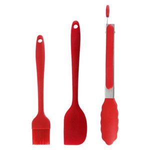 Plump Silicone Cooking Tool Set 3 Piece Heat Resistant Brush Spatula Tongs For Grilling Baking - Product Image 1