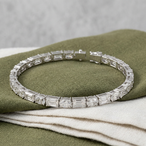 Pulsera de tenis de oro con diamantes naturales, diseño de esmeraldas y formas ovaladas, joyería fina de lujo, pulsera de gemas amarillas, regalo clásico - Product Image 2
