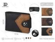 Portafoglio da uomo con chiusura a bottone singolo in vera pelle da 6 pollici, porta carte di credito minimalista, set con confezione regalo - Product Image 1