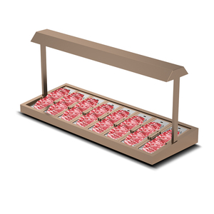 Máquina de hielo comercial de acero inoxidable con refrigeración por aire y una sola temperatura, tipo buffet/bain-marie, con mostrador y protector contra estornudos - Product Image 1