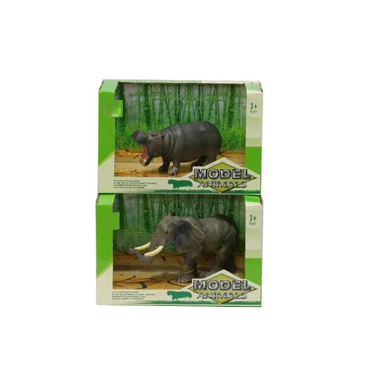 Mini plastik hippo fil oyuncak vahşi hayvanlar figürü