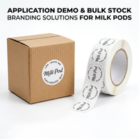 Étiquettes personnalisées en vinyle imperméable pour emballages de capsules de lait, autocollants ronds pour crème de lait en portions, conformes aux normes alimentaires, avec logo en rouleau