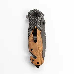 X50 베스트 셀러 제품 올리브 나무 손잡이 사용자 정의 야외 공백 edc 캠핑 생존 전술 접이식 포켓 사냥 칼