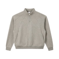 Haut à col à revers pour homme, nouvelle collection automne, style Old Money européen et américain, à manches longues, coupe ample, avec demi-fermeture éclair et capuche
