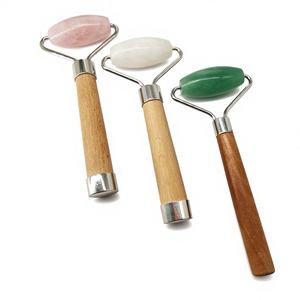Rodillo de masaje de cuarzo rosa rodillo de cara de jade blanco Aventurina rodillo de cristal rosa de alta calidad guasha - Product Image 1