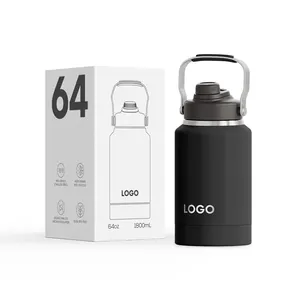 饮用绝缘真空保温瓶304不锈钢64盎司健身房运动金属水瓶食品容器
