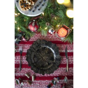 Ensemble de 8 assiettes rondes en plastique, style réflecteur noir pour fêtes d'anniversaire, décorations de table de fête fabriquées à la machine - Product Image 3