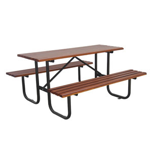 Mesa rectangular compuesta de plástico y madera para exteriores, mesa larga de pícnic para acampar - Product Image 2