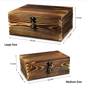 Caja <span class=keywords><strong>de</strong></span> recuerdo <span class=keywords><strong>de</strong></span> almacenamiento <span class=keywords><strong>de</strong></span> madera rústica Cofre del Tesoro con cerradura Tapa con bisagras Memoria Hobby Preservación Organizador <span class=keywords><strong>de</strong></span> archivo decorativo - Product Image 4