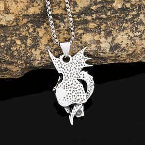 Yunnique – collier avec pendentif en acier inoxydable en forme de crâne de Dragon, bijoux pour hommes, cadeau, Design Animal, Style rétro, chaîne de 3mm - Product Image 3