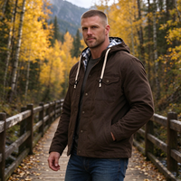Veste de travail à capuche en toile cirée de haute qualité pour homme, doublure en flanelle à carreaux, vêtement d'extérieur décontracté vintage, service personnalisé