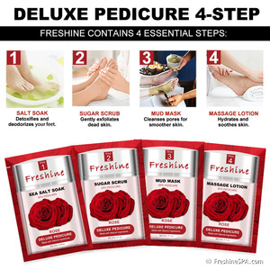 Masque exfoliant pour les pieds, kit de pédicure de luxe en boîte, 4 en 1 avec gommage corporel au sucre, crème pour spa des pieds, produits de soin de la peau coréens - Product Image 3
