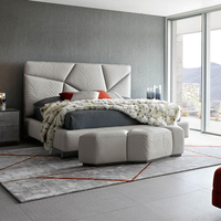 Meubles de villa en cuir véritable sur mesure de haute qualité de luxe italien, lit moderne de taille king-size, luxe