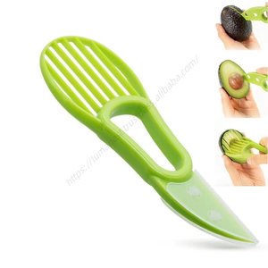 Coupe-avocats 3 en 1 en plastique et acier avec éplucheur et trancheuse pour faciliter la préparation des légumes - Product Image 1