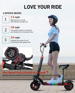 Scooter Todoterreno para Adultos - Con Asiento, Alcance de 28-37 Millas, 25/34 mph, Plegable, Aluminio/Goma, Frenos de Disco E-ABS, 28-37 Millas de Autonomía - Product Image 2