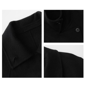 Op maat gemaakte premium wollen dames maxi-jas met revers, oversized, losvallend, warme herfst-winterjas - Product Image 3