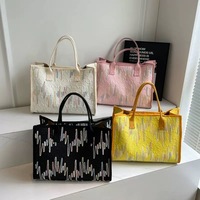 Tas Pantai Wanita Bertekstur Pelangi Warna-warni Modis Mewah untuk Penggunaan Sehari-hari dengan Liontin Desain Baru untuk Semua Musim