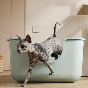 Caja de arena para gatos extragrande con tapa abierta, valla alta antisalpicaduras, plástico duradero, gran capacidad, fácil acceso, inodoro para gatos - Product Image 1