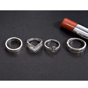 [Gorgeousxx] Juego de Anillos Únicos con Diseño de <span class=keywords><strong>Sol</strong></span> y Luna en Forma de Cruz Ondulada para Mujer, Joyería Geométrica Sencilla - Product Image 4