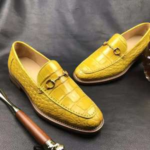 Nouveautés : Mocassins pour hommes <span class=keywords><strong>en</strong></span> cuir d'alligator et de <span class=keywords><strong>crocodile</strong></span>, grande taille 47, chaussures décontractées jaunes pour hommes, chaussures habillées d'affaires pour hommes - Product Image 3