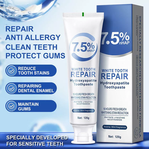 Cuidado bucal, pasta de dientes blanqueadora de hidroxiapatita para eliminar las manchas dentales, blanqueamiento dental profundo, aliento fresco, protege el esmalte dental - Product Image 3