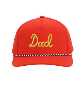 Custom 5 Panel 3D Embroidery <b>Rope</b> Orange Golf Baseball Cap with Slightly Curved Brim Laser Cut Hole Golf Hat for Outdoor <b>Fishing</b> - Product Image 2