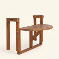 Table de balcon en bois, table pliante murale en bois massif pour l'extérieur, petite table à thé pliable, table à manger
