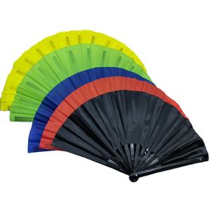 Ventilador de mano plegable de bambú en blanco ecológico de 33cm con decoración pintada para regalos de negocios o recuerdos en stock. - Product Image 1