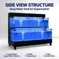 Bac à fruits de mer commercial d'occasion à double couche avec refroidisseur intégré, aquarium mobile en acier pour poissons vivants, idéal pour supermarchés et restaurants