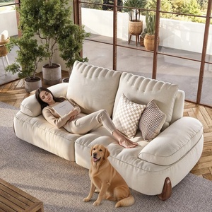 Canapé modulaire en tissu crème moderne avec dossier capitonné et assise capitonnée <span class=keywords><strong>pour</strong></span> salon de style Japandi, meubles de maison - Product Image 6