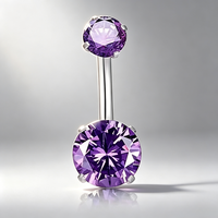Anneau de nombril en acier chirurgical avec zircon transparent 5A, piercing de nombril à filetage externe, barbell banane, bijou de corps de luxe pour la plage