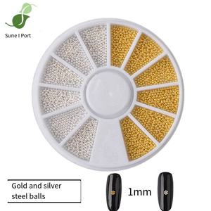 SunelPort Nail Art – Plateau rotatif 12 compartiments pour bijoux, petites perles en acier dorées et argentées de 1 mm, en alliage, non-décolorantes, non-fixables à chaud, pour caviar et strass - Product Image 2