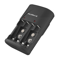 PUJIMAX populaire 6f22 9v chargeur de batterie aa aaa nimh chargeur de batterie rechargeable 4 emplacements chargeur de batterie rapide pour 9v aaa