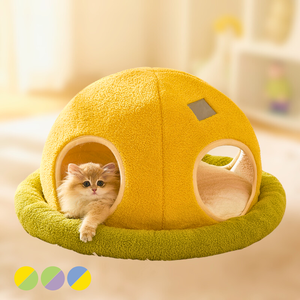 Lit <span class=keywords><strong>de</strong></span> grotte pour <span class=keywords><strong>chat</strong></span> <span class=keywords><strong>en</strong></span> <span class=keywords><strong>forme</strong></span> d'OVNI fermé, maison et <span class=keywords><strong>cabane</strong></span> pour animaux <span class=keywords><strong>de</strong></span> compagnie confortables et chauds pour petits chiens et chats d'intérieur - Product Image 1