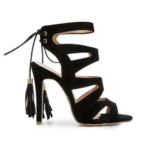 WETKISS Vente en gros à bas prix 4 pouces Sandales rouges à lanières avec bout ouvert Sandales d'été pour femmes Sandales de gladiateur Stiletto avec franges - Product Image 2