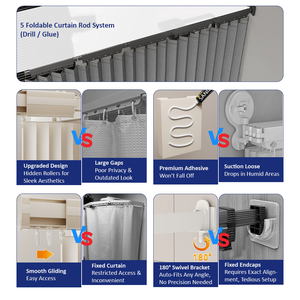 Ensemble de rideaux de <span class=keywords><strong>douche</strong></span> pliables en forme de U/L à configuration néo-angle, efficaces pour la logistique, pour hôtels (OEM/ODM) - Product Image 4