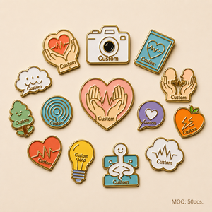 Vente <span class=keywords><strong>en</strong></span> gros de pin's <span class=keywords><strong>en</strong></span> émail personnalisés de haute qualité sur le thème de la santé mentale, badges de psychologue, pin's de revers <span class=keywords><strong>en</strong></span> métal pour la thérapie et les activités de santé mentale - Product Image 1