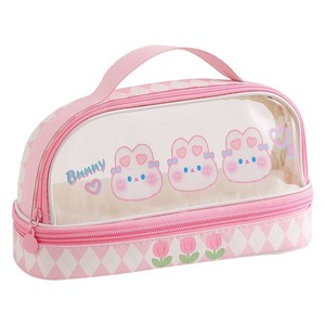 Sac à crayons transparent en forme d'ours mignon, 22.5cm x 15cm x 9.5cm, fermeture à glissière, pour étudiants, usage scolaire et de bureau - Product Image 2