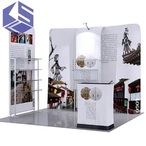 Cabine de exposição portátil personalizada para feiras comerciais de cosméticos, cabine para feiras comerciais de design de roupas 10x10