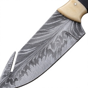 Couteau de chasse en acier Damas, lame à pointe tombante, bord droit, manche en ivoire, pour usage extérieur, couteaux de chasse à vendre - Product Image 5
