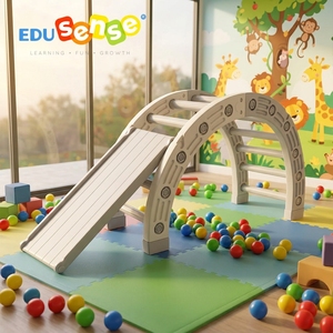 EDUsense Montessori Indoor-Klettergerüst aus Kunststoff, Baby-Spielplatz mit Rutsche, Rampe, Bogen und Kinder-Balance-Board - Product Image 1